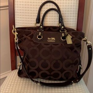 Coach Madison Satchel Brown Canvas Shoulder Purse
